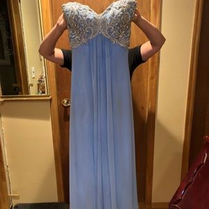 Light periwinkle evening gown.